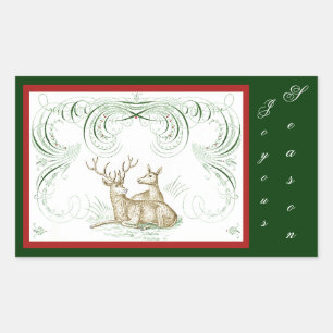 Sticker Rectangulaire Cerf de Noël