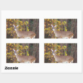 Sticker Rectangulaire Cerf devant l'arbre d'automne jaune (Feuille)