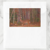 Sticker Rectangulaire Cerf, Grass vert rouge et feuilles d'or (Sac)