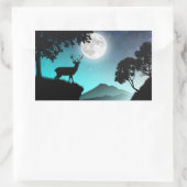 Sticker Rectangulaire Cerf sous la lune turquoise (Sac)