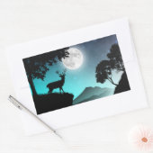 Sticker Rectangulaire Cerf sous la lune turquoise (Enveloppe)