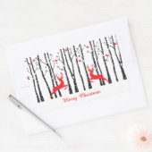 Sticker Rectangulaire Cerfs de Noël dans la forêt de bouleaux (Enveloppe)