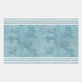 Sticker Rectangulaire Cerfs et pins d'hiver du sud-ouest Bleu et blanc (Devant)