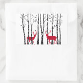 Sticker Rectangulaire Cerfs rouges dans la forêt de bouleaux (Sac)