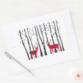 Sticker Rectangulaire Cerfs rouges dans la forêt de bouleaux (Enveloppe)