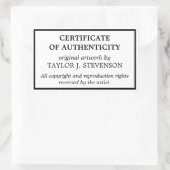 Sticker Rectangulaire Certificat d'authenticité noir blanc (Sac)