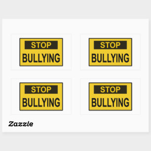 Sticker Rectangulaire Cesser le signe d'intimidation jaune