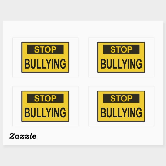 Sticker Rectangulaire Cesser le signe d'intimidation jaune (Feuille)