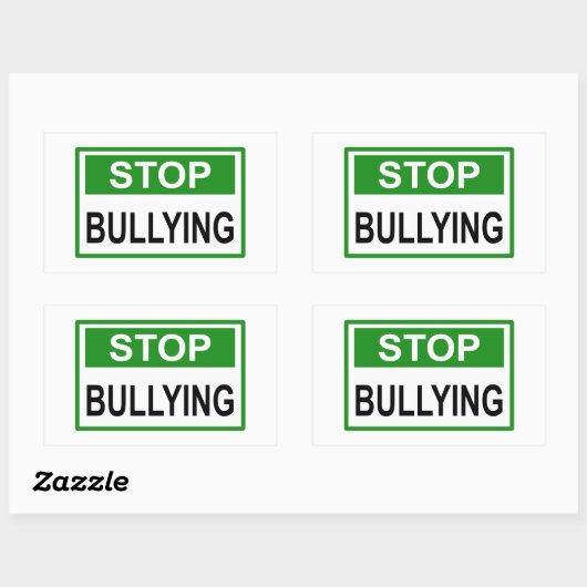 Sticker Rectangulaire Cesser le signe d'intimidation vert (Feuille)
