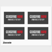 STICKER RECTANGULAIRE CESSEZ LE FEU MAINTENANT (Feuille)