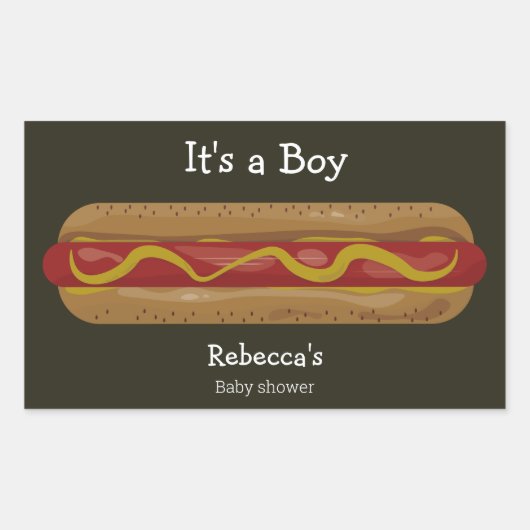 Sticker Rectangulaire C'est un baby shower de hot dog garçon (Devant)