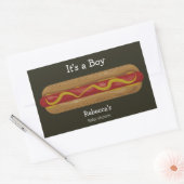 Sticker Rectangulaire C'est un baby shower de hot dog garçon (Enveloppe)