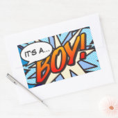 Sticker Rectangulaire C'EST UN GARÇON Genre Reveal Fun Retro Comic Book (Enveloppe)