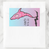 Sticker Rectangulaire c'est une fille ! (cocon dauphin) (Sac)