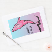 Sticker Rectangulaire c'est une fille ! (cocon dauphin) (Enveloppe)