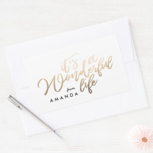 Sticker Rectangulaire C'est une lettre de vie merveilleuse feuille d'or