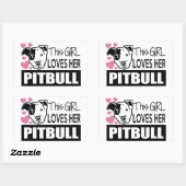 Sticker Rectangulaire Cette Fille Aime Son Pitbull (Feuille)