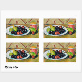 Sticker Rectangulaire Cezanne - Plaque avec Fruit et Pot de Conserves (Feuille)