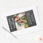 Sticker Rectangulaire Chalboard Mariage Vin Bouteille Monogramme Favoris (Enveloppe)