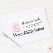 Sticker Rectangulaire Chaleureux voeux d'hiver Noël Sweat adresse (Enveloppe)