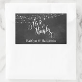 Sticker Rectangulaire Chalkboard et Strings légers Love & Thanks (Sac)