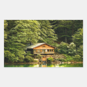 Sticker Rectangulaire Chambre de lac cabin