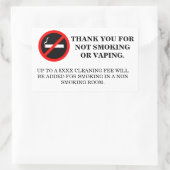 Sticker Rectangulaire Chambre d'hôtel non fumeur non vaporisateur (Sac)