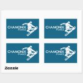 Sticker Rectangulaire Chamonix France Snowboard (Feuille)