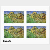 Sticker Rectangulaire Champ avec piles de blé par Vincent van Gogh (Feuille)