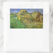 Sticker Rectangulaire Champ avec piles de blé par Vincent van Gogh (Sac)