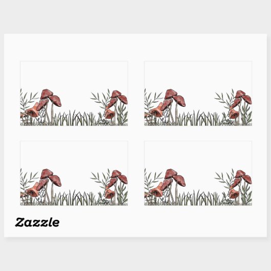 Sticker Rectangulaire Champ champignon (Feuille)