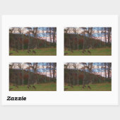 Sticker Rectangulaire Champ de cerf et un SunSet rose (Feuille)