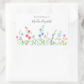Sticker Rectangulaire Champ de Fleurs sauvages d'aquarelle mixte Étiquet (Sac)