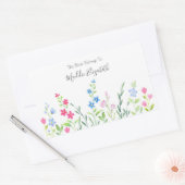 Sticker Rectangulaire Champ de Fleurs sauvages d'aquarelle mixte Étiquet (Enveloppe)