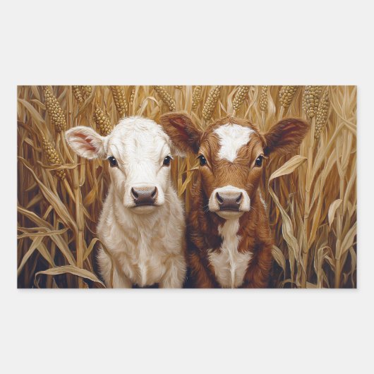 Sticker Rectangulaire Champ de maïs de Vache mûre (Devant)
