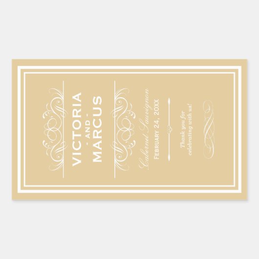 Sticker Rectangulaire Champagne Mariage élégant Monogramme Bouteille de (Devant)