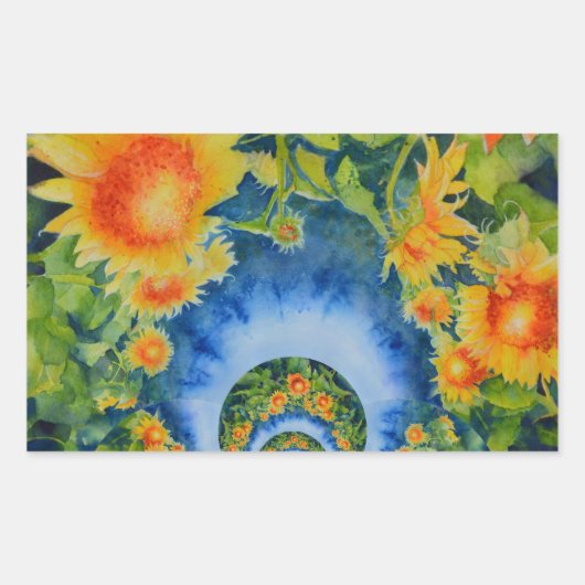 Sticker Rectangulaire Champs de tournesol pour toujours (Devant)