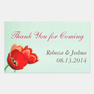 Sticker Rectangulaire Chance de mariage à la menthe rouge tulipe de prin