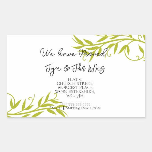 Sticker Rectangulaire Changement d'étiquette d'adresse (Devant)