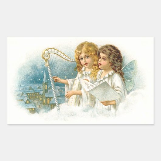 Sticker Rectangulaire Chanter les anges de Noël (Devant)
