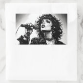 Sticker Rectangulaire Chanteuse Goth Punk Style Graphique Rétro (Sac)