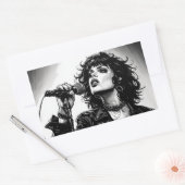 Sticker Rectangulaire Chanteuse Goth Punk Style Graphique Rétro (Enveloppe)