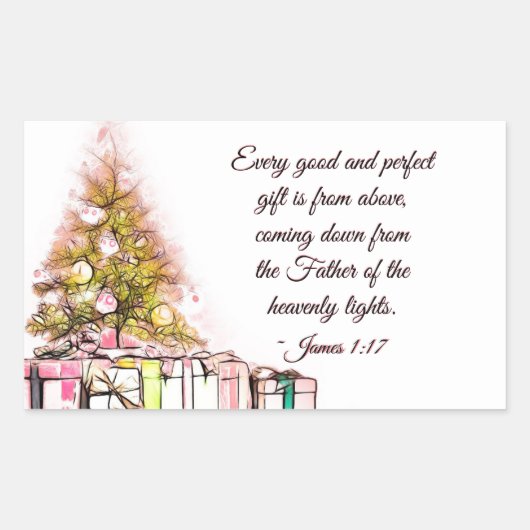 Sticker Rectangulaire Chaque bon et parfait cadeau James 1:17, Noël (Devant)