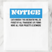 Sticker Rectangulaire Chaque lundi, ce réfrigérateur sera nettoyé (Sac)