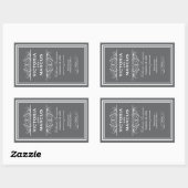 Sticker Rectangulaire Charcoal Grey Élégant Mariage Monogramme Bouteille (Feuille)