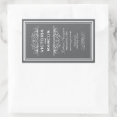 Sticker Rectangulaire Charcoal Grey Élégant Mariage Monogramme Bouteille (Sac)