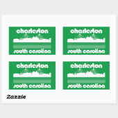 Sticker Rectangulaire Charleston, Caroline du Sud (Feuille)