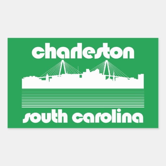 Sticker Rectangulaire Charleston, Caroline du Sud (Devant)