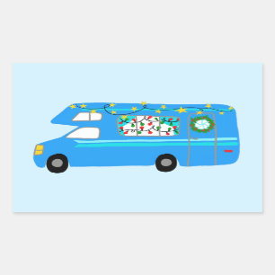 Sticker Rectangulaire Charmant Camping de Noël Vintage RV Xmas