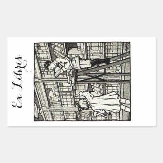 Sticker Rectangulaire Charme Personnalisable Ex Libris Plaque de livre (Devant)